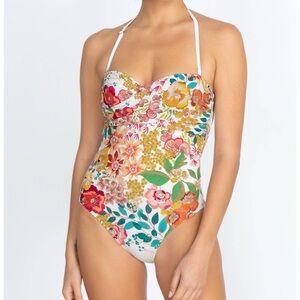 Johnny was white floral print one piece swimsuit sz XL MILLO TWIST BRA
